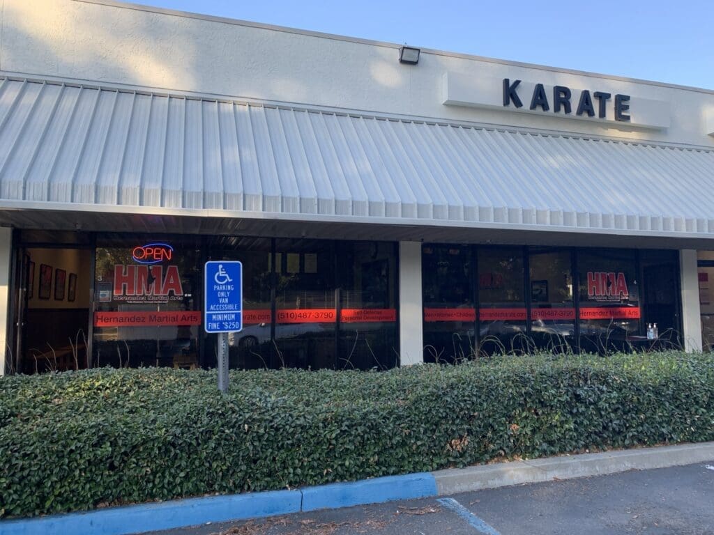 Front entrance of Hernandez Martial Arts family-owned karate school in Union City